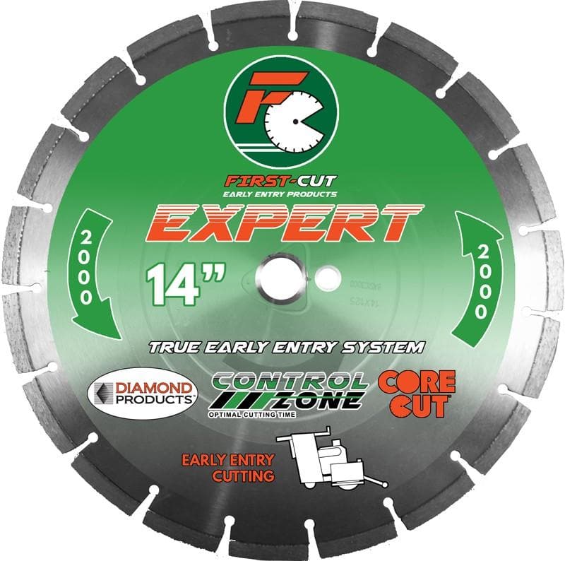First-Cut EXPERT Early Entry Blades 67330 Diamond Products 6" x .095 2000 - Green - Hard Aggregate