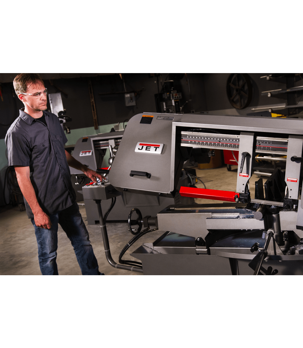 HBS-1220MSAH, 12" x 20" Semi-Automatic Mitering Variable Speed Bandsaw with Hydraulic Vise - Jet