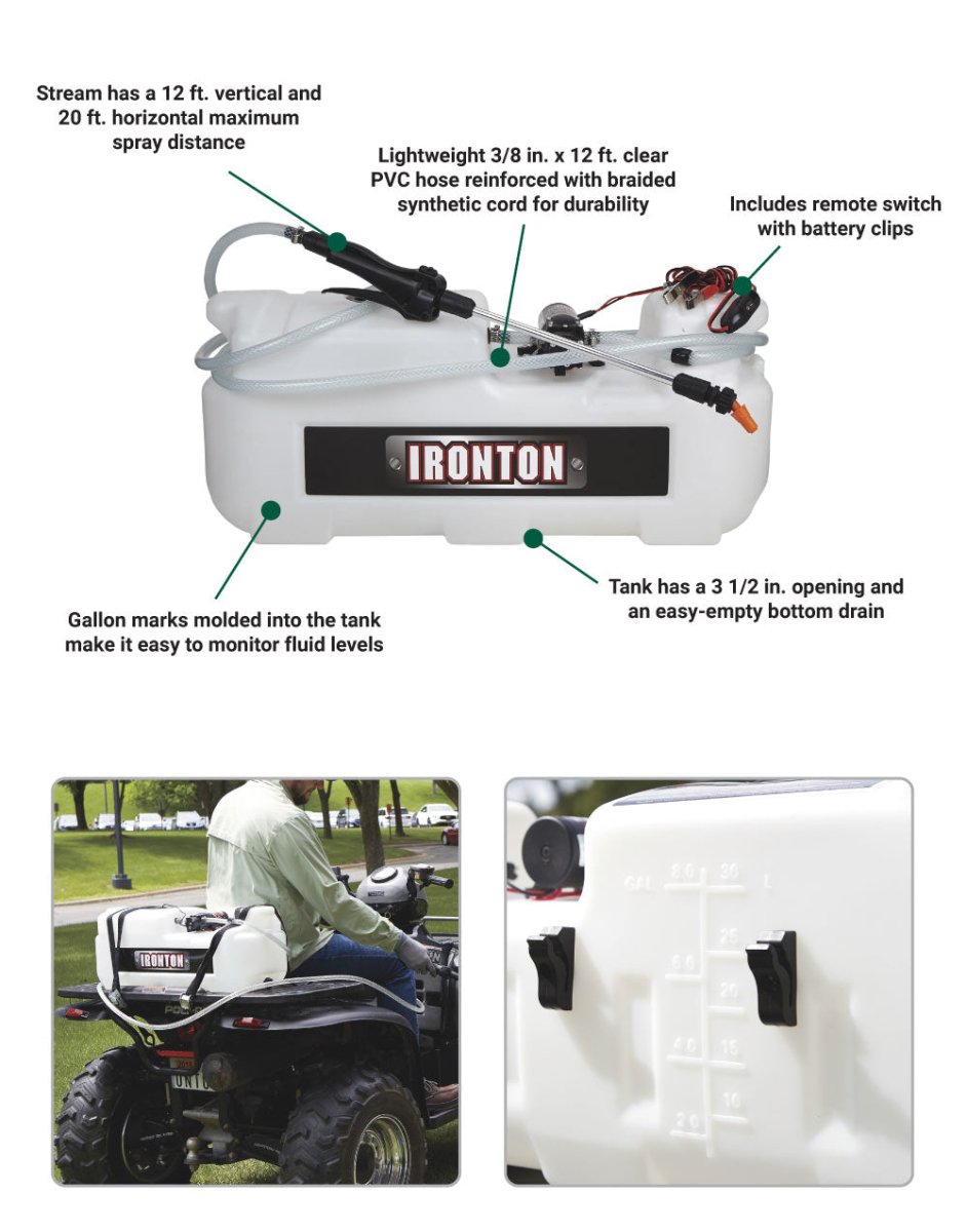 Ironton 12 Volt ATV Spot Sprayer | 8-Gallon Capacity | 1.0 GPM - Ironton