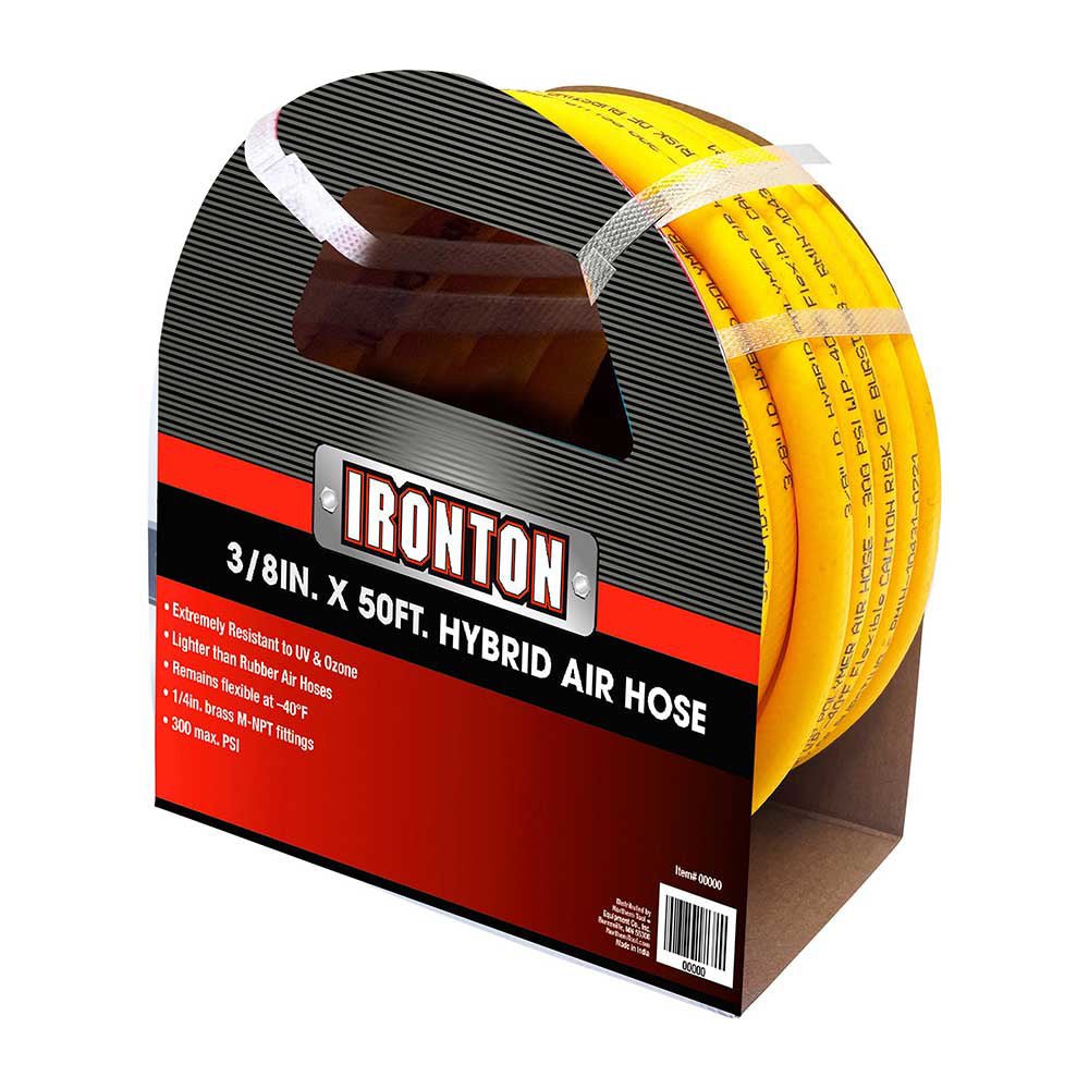Ironton Hybrid Air Hose 3/8In. x 50Ft. Air Hose Rubber Hose Diamond Tool Store
