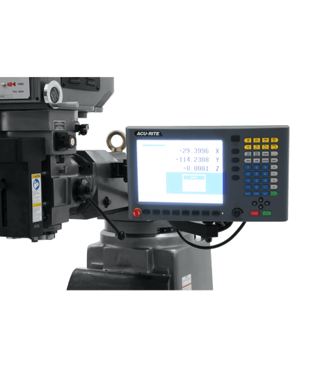 JTM-1050EVS2/230 Mill With 3-Axis Acu-Rite MilPwr G2 CNC Controller with Air Powered Drawbar Jet