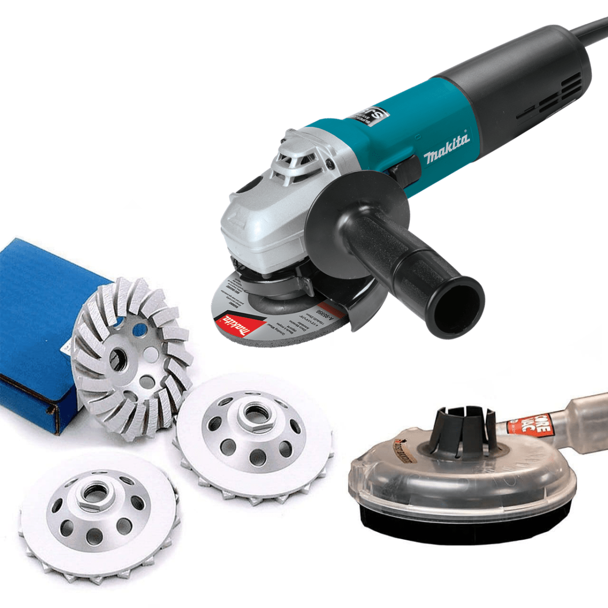 Makita Grinder Package Grinding Cup Wheels Dust Shroud