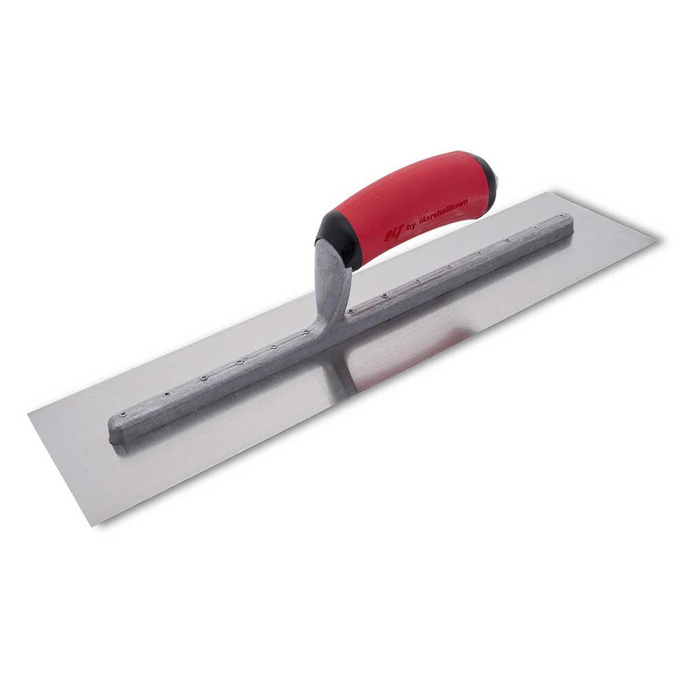 MARSHALLTOWN® QLT Finishing Trowel | Carbon Steel Blade Material | Riveted Blade Mounting | 16 in. L x 4 in. W | Soft Grip Handle - MarshallTown