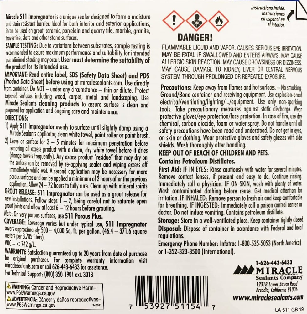 Miracle 511 Impregnator Sealer for Granite, Marble & More Diamond Tool Store