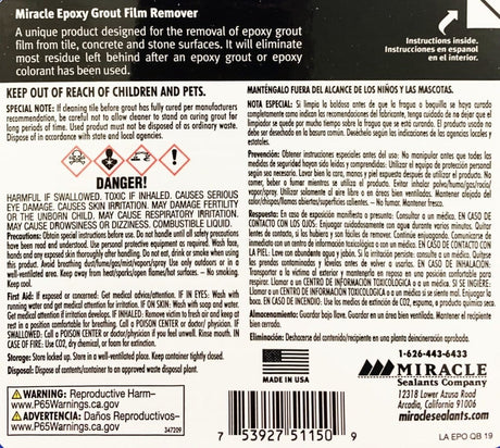 Miracle Epoxy Grout Film Remover - Case of 4 Miracle Sealants
