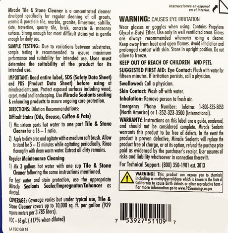 Miracle Tile and Stone Cleaner Miracle Sealants