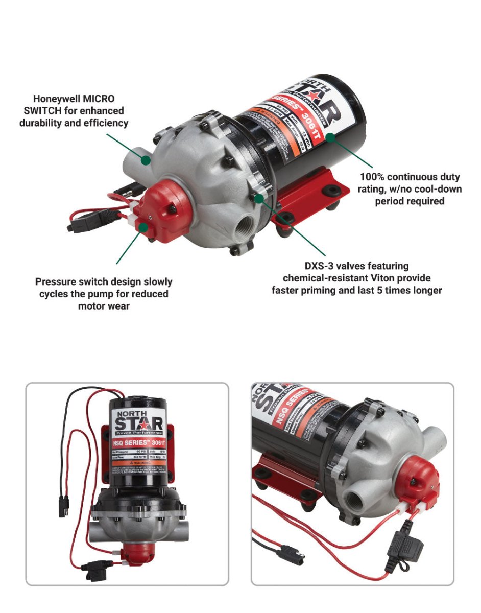 NorthStar NSQ Series 12 Volt On-Demand Sprayer Diaphragm Pump | 3.0 GPM - NorthStar