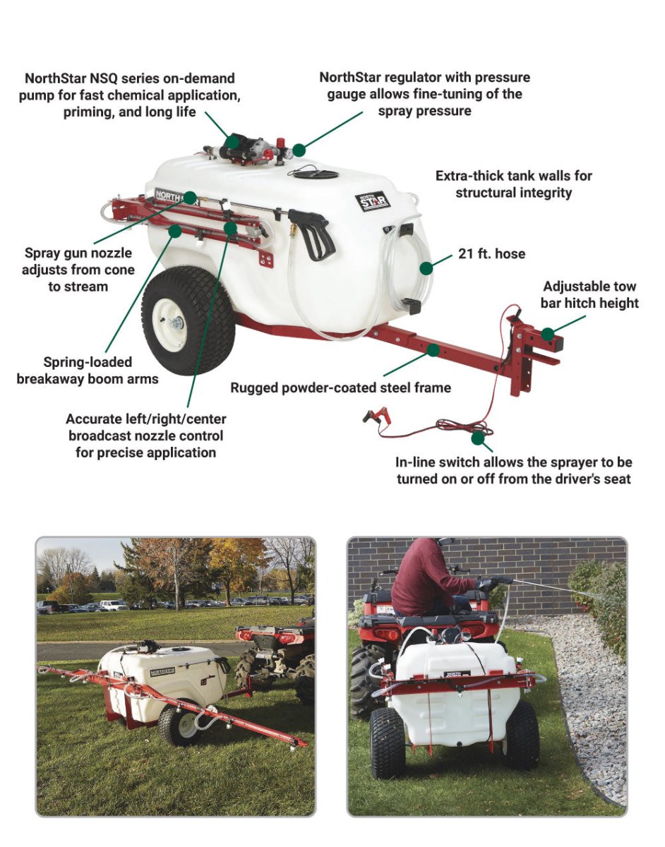 NorthStar TowBehind Trailer Boom Broadcast and Spot Sprayer Diamond