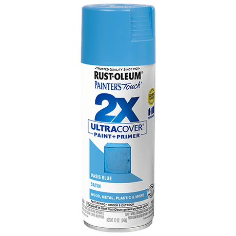 Painter's Touch 2X Ultra Cover Satin Spray Paint - 12oz (6 Count) 334085 Rust-Oleum Oasis Blue
