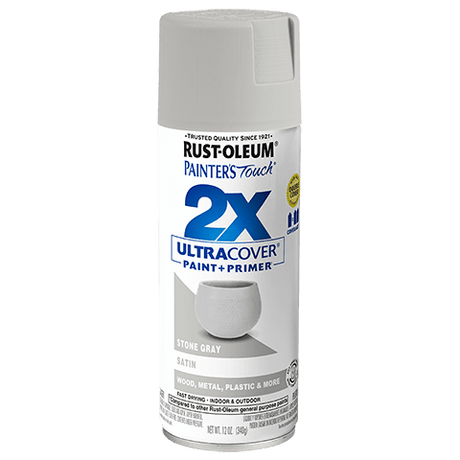 Painter's Touch 2X Ultra Cover Satin Spray Paint - 12oz (6 Count) 334086 Rust-Oleum Stone Gray