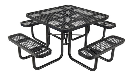 Picnic Tables - Steel Mesh PT-MX-ST-46-BK Vestil Square Picnic Table Black