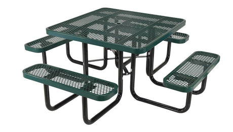 Picnic Tables - Steel Mesh PT-MX-ST-46-GN Vestil Square Picnic Table Green