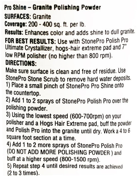 Pro Shine Granite Polishing Powder Stone Pro