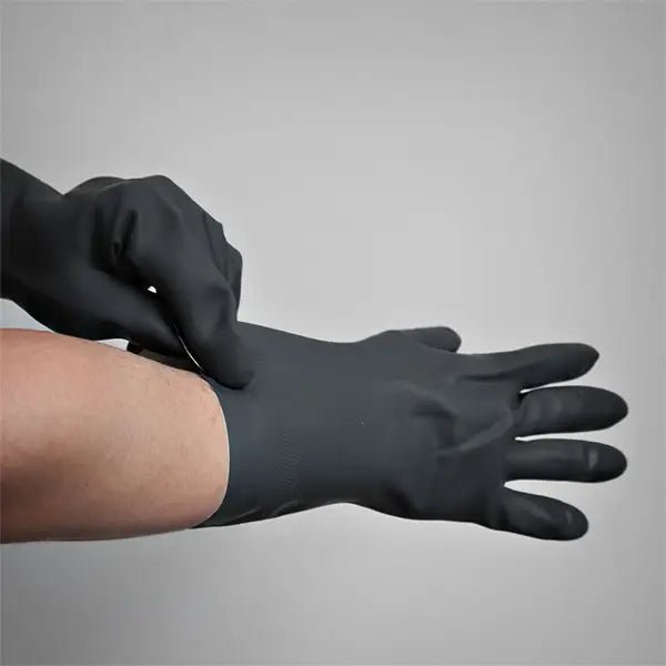 Professional Protective Black Rubber Gloves - 12 Pack - Trimaco
