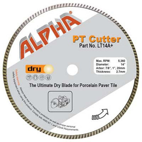 PT Cutter For Porcelain Paver LT12A+ Alpha Tools 12"
