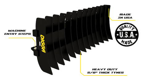 Root Rake For Skid Steer / Tracked Loaders & 3-10T Excavators Digga