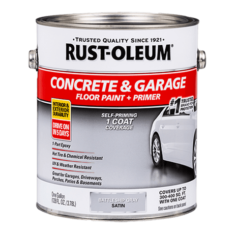 Rust-Oleum Concrete and Garage Floor Paint 225380 Rust-Oleum Balleship Gray Satin Gallon (2 Count)