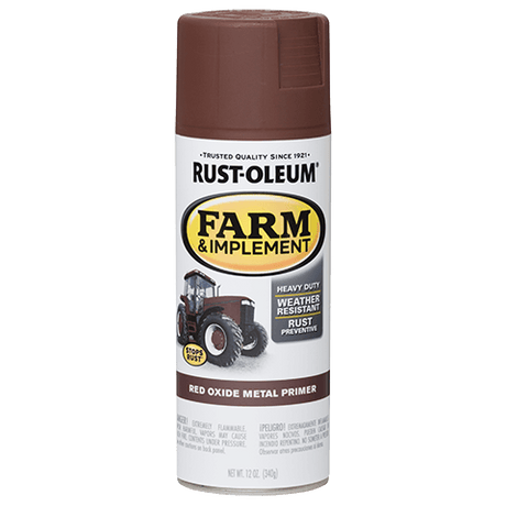 Rust-Oleum Farm & Implement Primer 280137 Rust-Oleum 12 oz. Spray - 6 Count Red Oxide Metal Primer