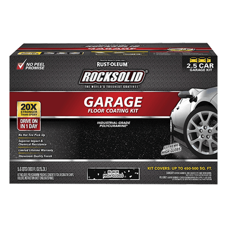 Rust-Oleum Rocksolid Polycuramine® Garage Floor Coating Kit 318697 Rust-Oleum 180 fl. oz. Black High Gloss