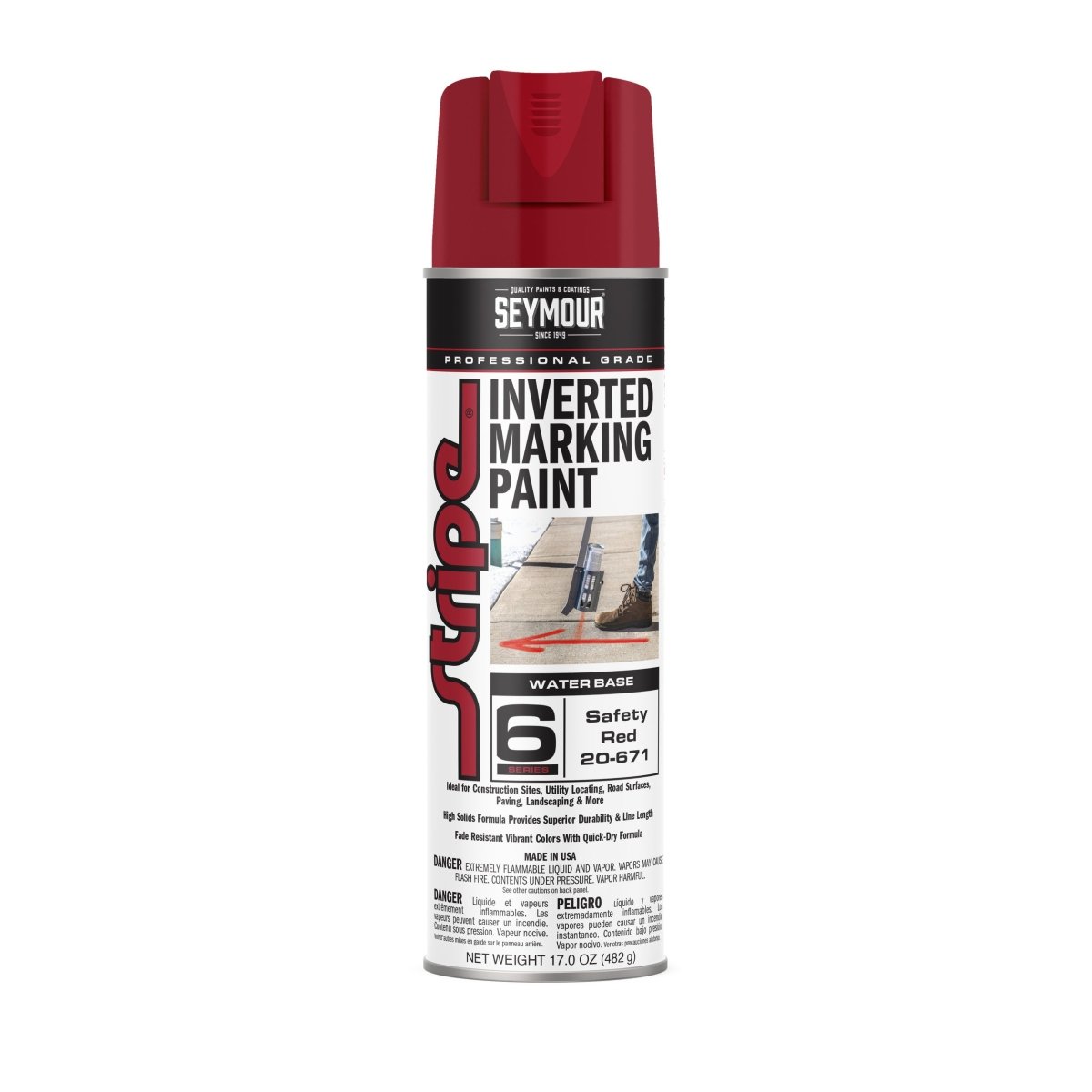 Seymour Stripe 6-Series Inverted Ground Marking Paint - Case of 12 20-671 Seymour Safety Red