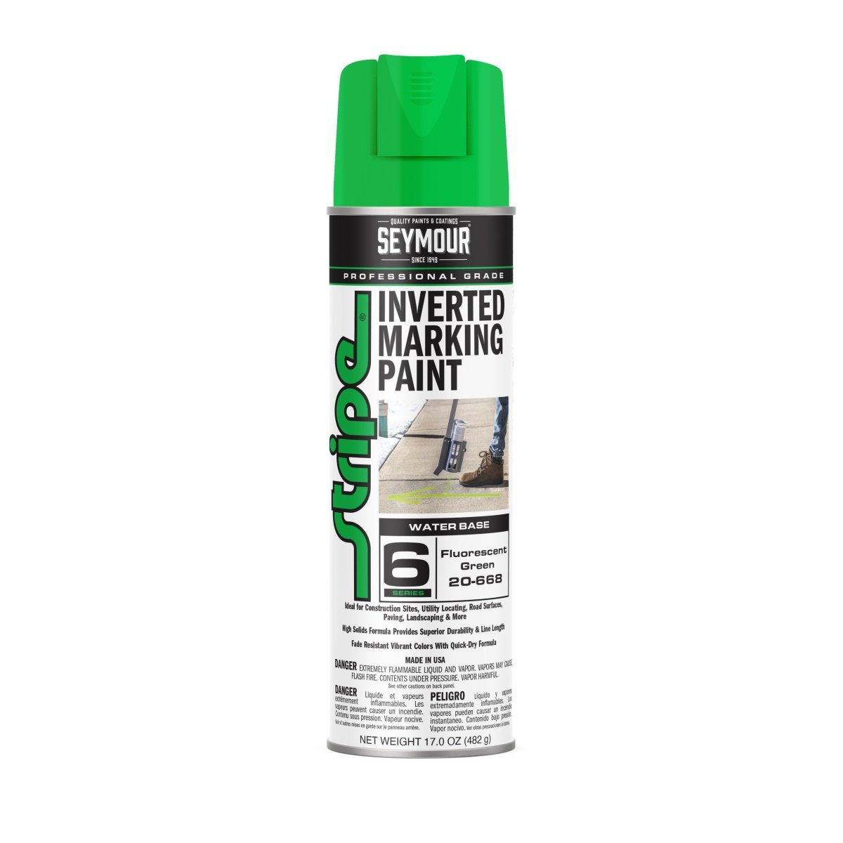 Seymour Stripe 6-Series Inverted Ground Marking Paint - Case of 12 20-668 Seymour Fluorescent Green