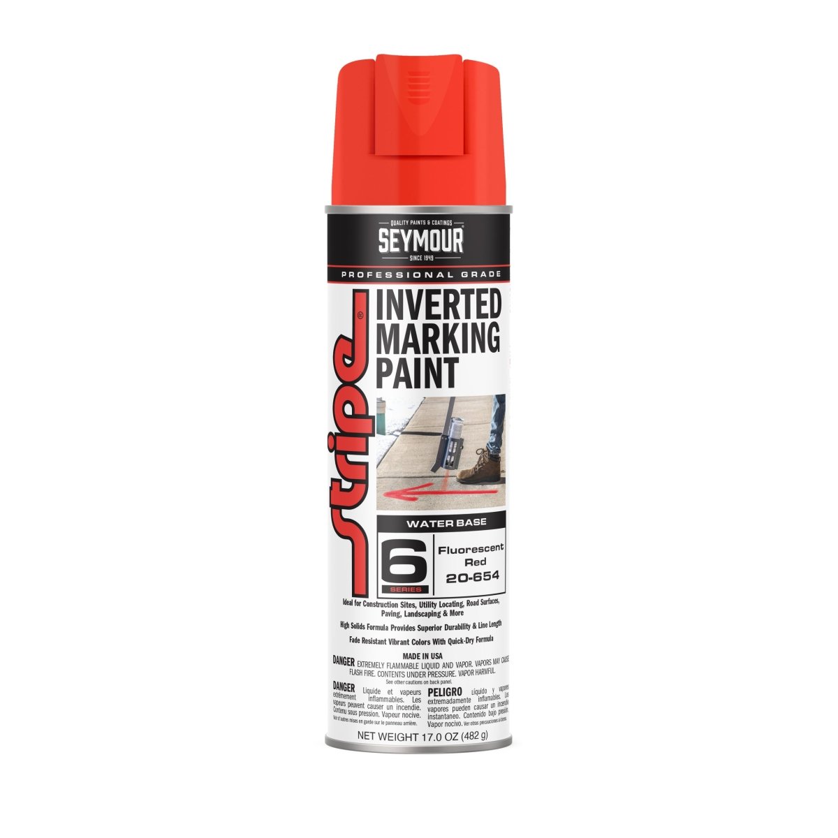 Seymour Stripe 6-Series Inverted Ground Marking Paint - Case of 12 20-654 Seymour Fluorescent Red