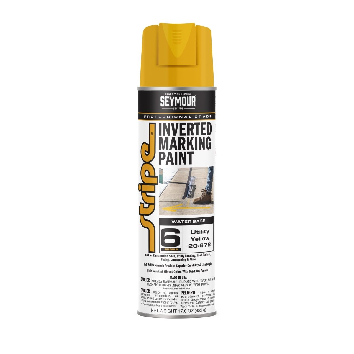 Seymour Stripe 6-Series Inverted Ground Marking Paint - Case of 12 20-678 Seymour Utility Yellow