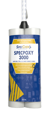 Specpoxy 3000 Astm 881 Compliant Hi-Mod, Gel Viscosity Epoxy SP3000-CART-22 SpecChem 22oz Cartridge