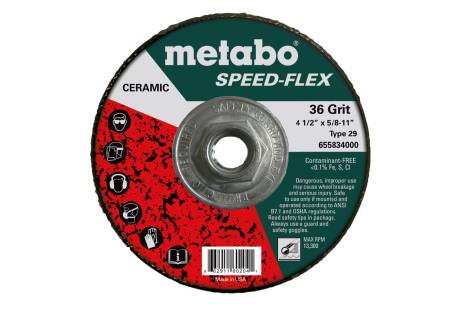 Speed-Flex Ceramic 36 Grit, 5/8"-11 T29 Fiberglass - 10 per Pack - Metabo