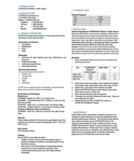 StoneTech Restore Acidic Cleaner Laticrete