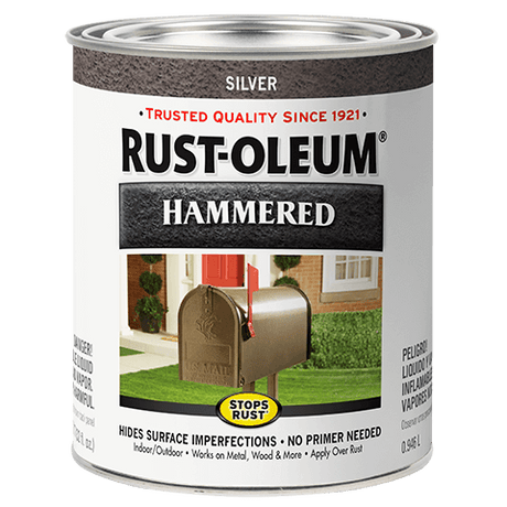 Stops Rust® Spray Paint And Rust Prevention Hammered Brush-On Paint - Quart (2 Count) 7213502 Rust-Oleum Silver