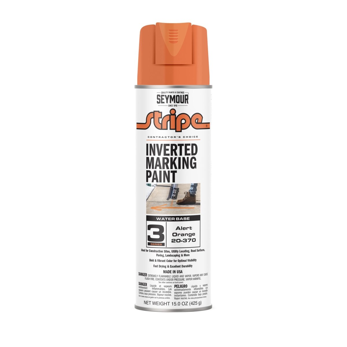 Seymour Stripe 3-Series Inverted Ground Marking Paint - Case of 12 20-370 Seymour Alert Orange