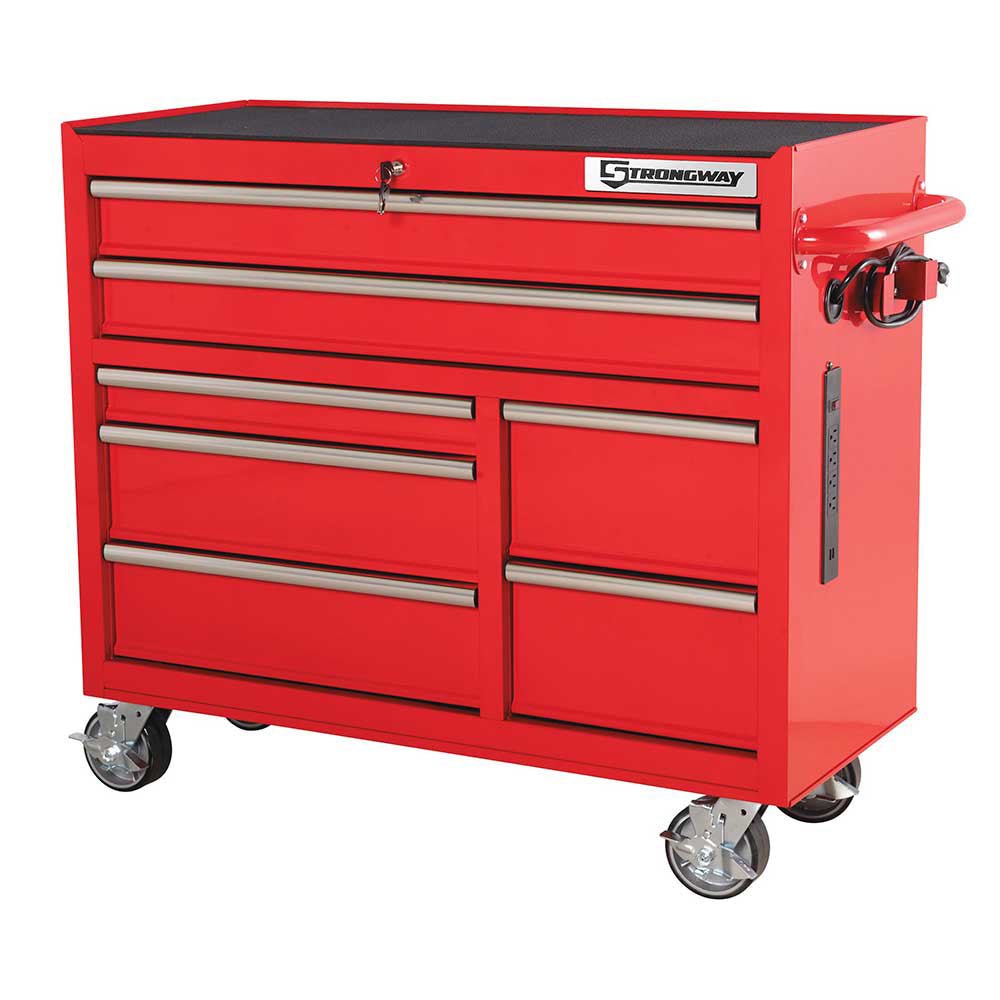 Strongway 42-In. 7-Drawer Rolling Tool Cabinet | Red - Strongway