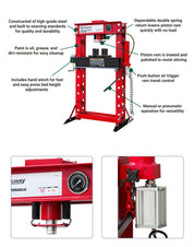 Strongway | 50-Ton Pneumatic Shop Press with Gauge and Winch - Strongway