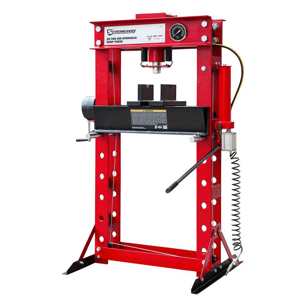Strongway | 50-Ton Pneumatic Shop Press with Gauge and Winch - Strongway