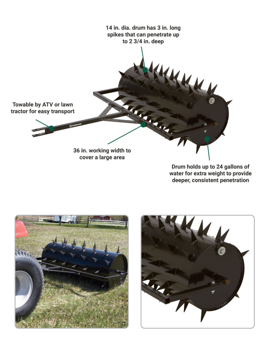 Strongway Drum Spike Lawn Aerator | 36 In. | 78 Spikes - Strongway