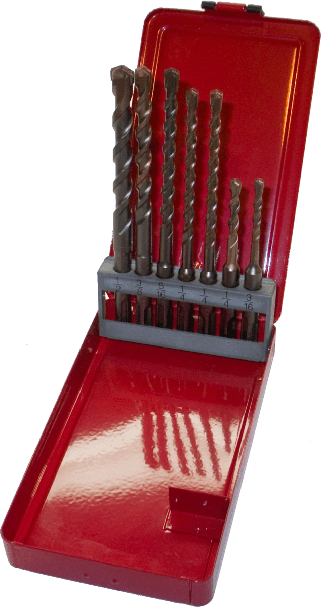 Thunder Twist SDS-Plus Sets SDSSET Tru-Cut 1/2 x 6, 3/8 x 6, 5/16 x 6, (2x) 1/4 x 6, 1/4 x 4, 3/16 x 4