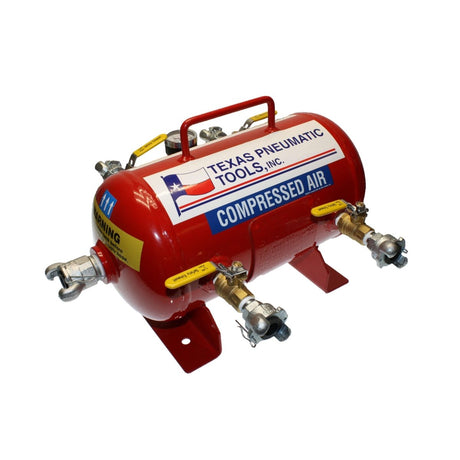 Air Manifold (2.5 Gal, ASME Tank w/ 1/2" Ball Valves & Crowfoot Connectors) Texas Pneumatic Tools