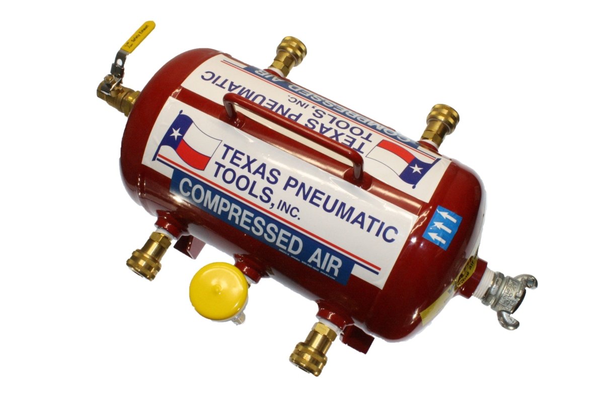 TX-3AMF-QC(3/8) - Air Manifold (2.5 Gal, ASME Tank w/ 3/8" Industrial Quick Connect Fittings) - Texas Pneumatic Tools