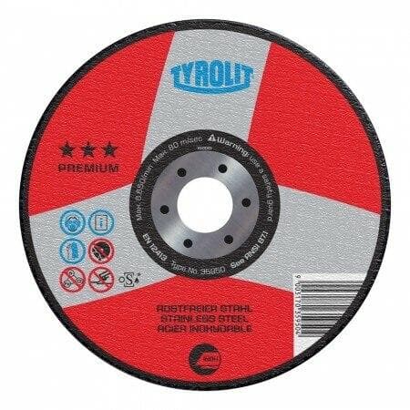 Tyrolit PREMIUM 2 in 1 Wheels for Steel Application - Type 27 (Pack of 10) 51898 Diamond Products 4-1/2" x 1/8" x 5/8"