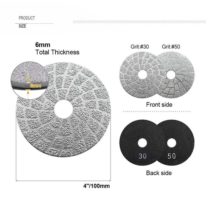 Vacuum Brazed Lippage Pads 4 Inch Grinding Polishing Disc Pad